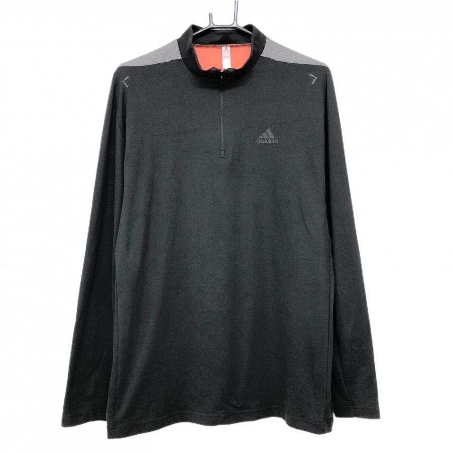 adidas 長袖ウェア 【2XL】 グレー ブラック ハーフジップ ハイネック adidas 長袖ウェア 【2XL】 グレー ブラック ハーフジップ ハイネック