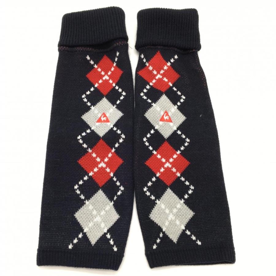 超美品】ルコック ニットレッグウォーマー ネイビー×レッド アーガイル