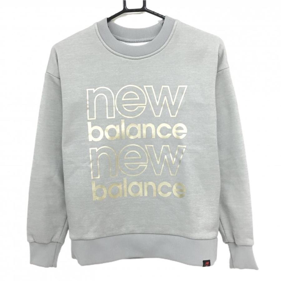 超美品】ニューバランス トレーナー グレー×ゴールド ロゴプリント 裏