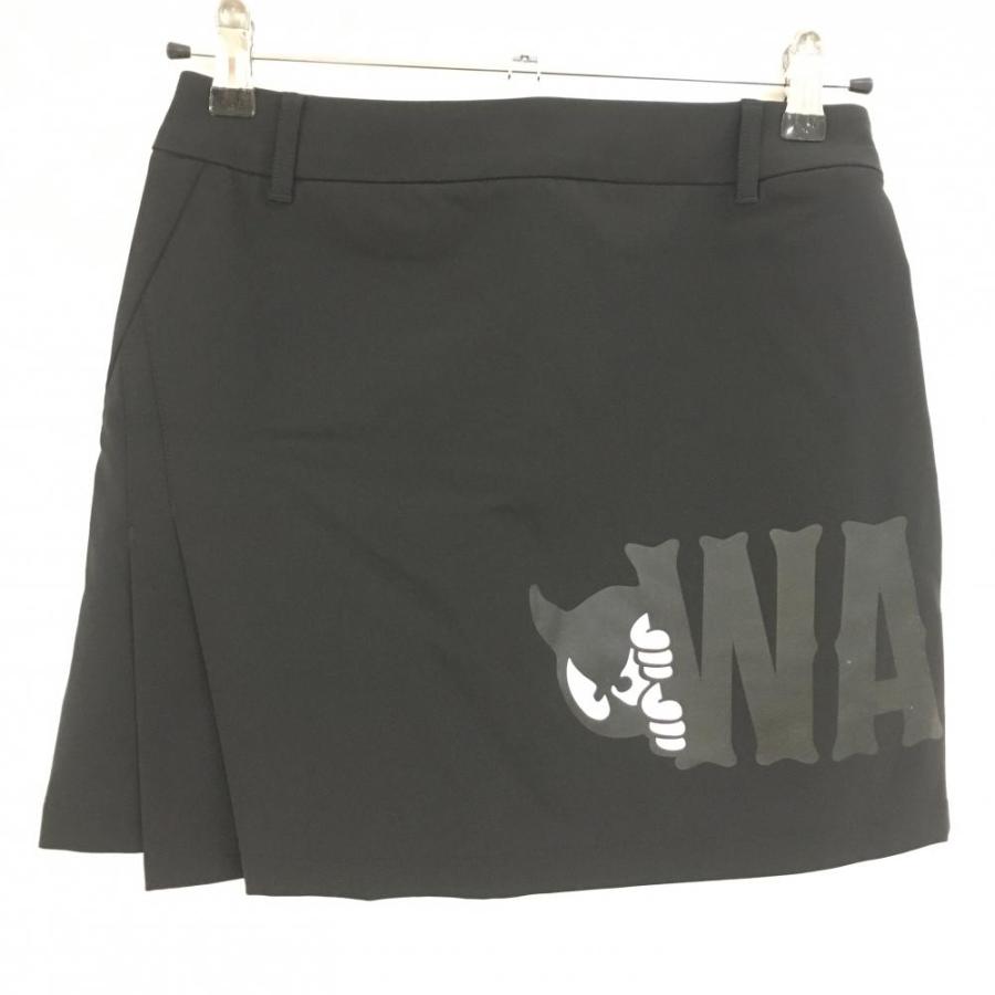 WAAC 【超美品】ワック スカート 黒 ビッグロゴプリント 内側インナー