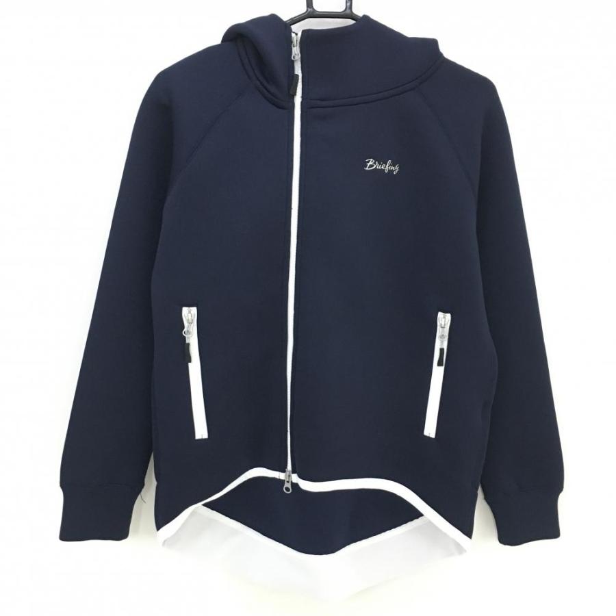 美品】ブリーフィング ジップパーカー ネイビー×白 背面立体ロゴ 美品】ブリーフィング ジップパーカー ネイビー×白 背面立体ロゴ