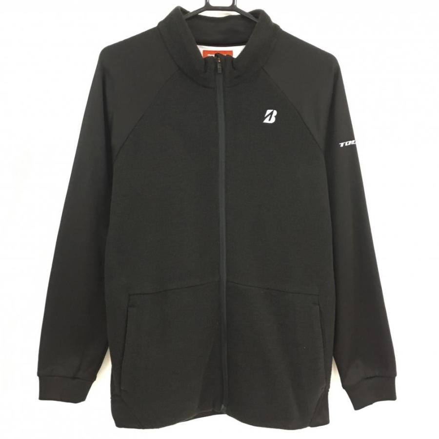 ブリヂストン 異素材ジャケット 黒 ロゴ刺しゅう 蓄熱裏地 メンズ L