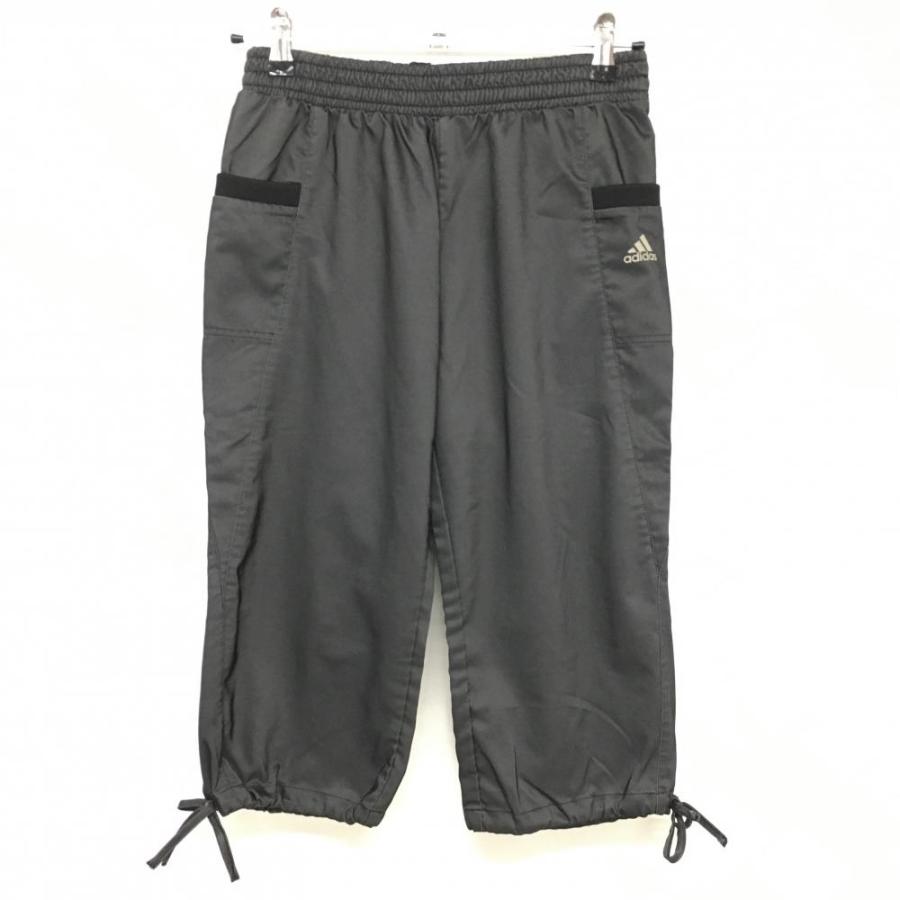 アディダスゴルフ まとめ売り M ハーフパンツ黒 レディース ゴールド ロング丈 adidas（アディダス） 半端丈パンツ ダークグレー×黒 裾リボン