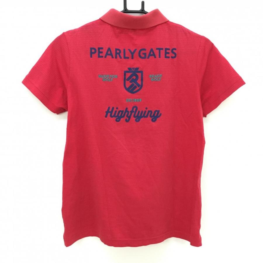 美品PEARLY GATESパーリーゲイツ半袖ポロシャツ赤2 ゴルフウェアS M PEARLY GATES（パーリーゲイツ） 半袖ポロシャツ レッド 織生地 背面