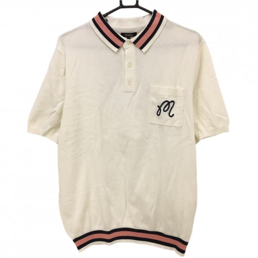 Malbon Golf 【新品】マルボン ニット半袖ポロシャツ 白×ピンク Malbon Golf 【新品】マルボン ニット半袖ポロシャツ 白×ピンク