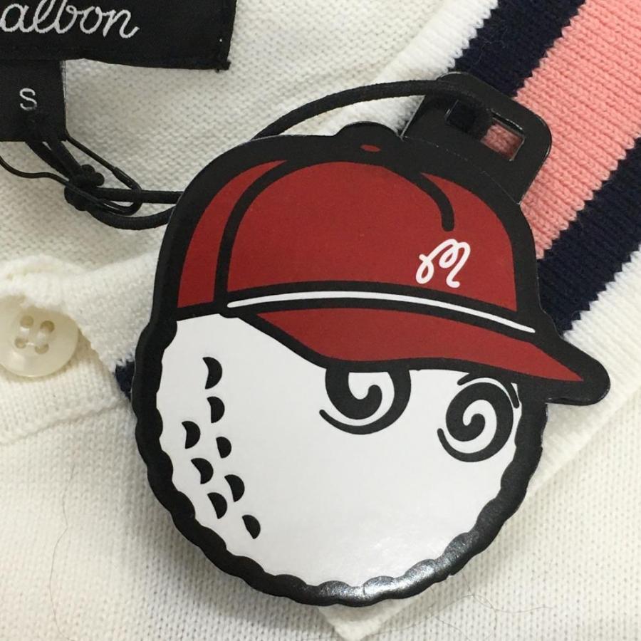 Malbon Golf 【新品】マルボン ニット半袖ポロシャツ 白×ピンク Malbon Golf 【新品】マルボン ニット半袖ポロシャツ 白×ピンク