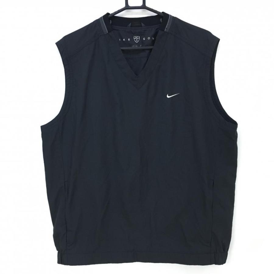 NIKE GOLFナイキ ゴルフ ベスト ジャケットｖネック ウェアー 黒 L NIKE（ナイキ） アウターベスト 黒 Vネック ロゴ刺しゅう メンズ L
