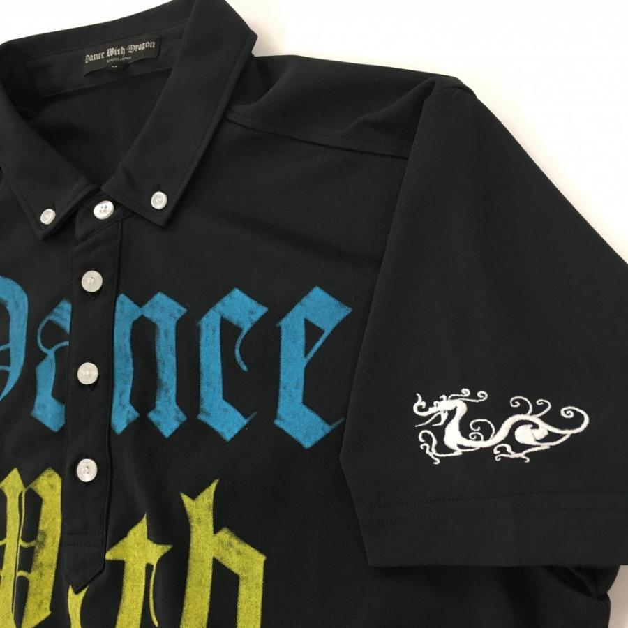 ダンスウィズドラゴン ポロシャツ 白×黒 パイル地 ブラック 4 【公式通販】