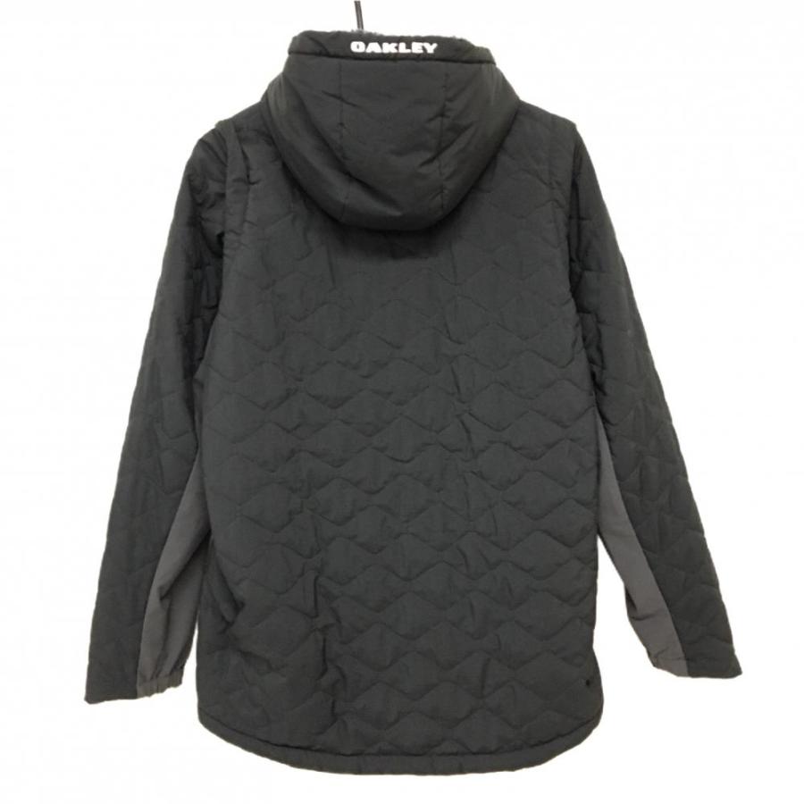 【美品】OAKLEYオークリー 2way中綿 ナイロン ジャケット Lサイズ 超美品】オークリー 2WAY中綿ジャケット 黒×グレー 身頃裏ボア 袖着脱