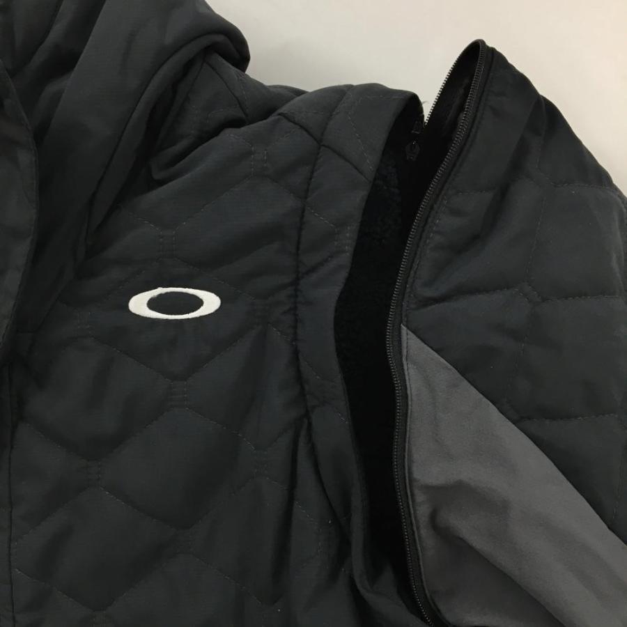 超美品】オークリー 2WAY中綿ジャケット 黒×グレー 身頃裏ボア 袖着脱
