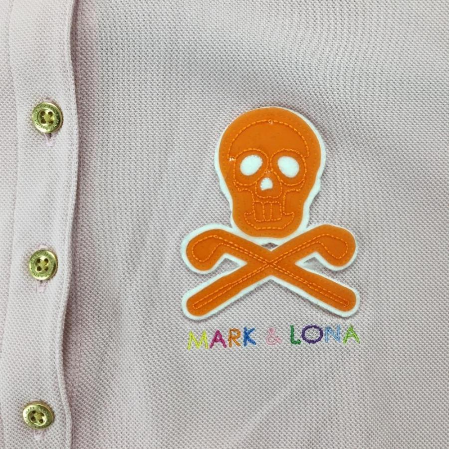 MARK&LONA（マークアンドロナ） 半袖ポロシャツ ピンク スカルワッペン