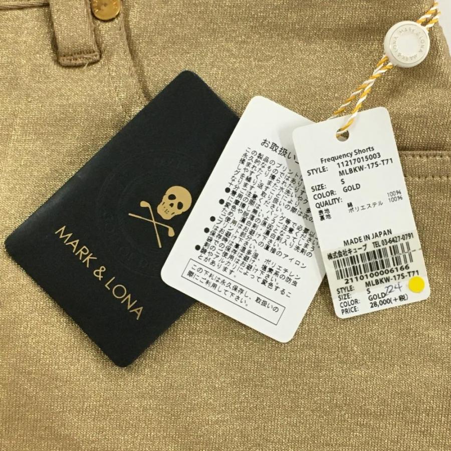 マークアンドロナ ショートパンツ ゴールド 背面スタッズ メッシュ裏地 レディース S ゴルフウェア MARK＆LONA（新品）／SALE価格の画像