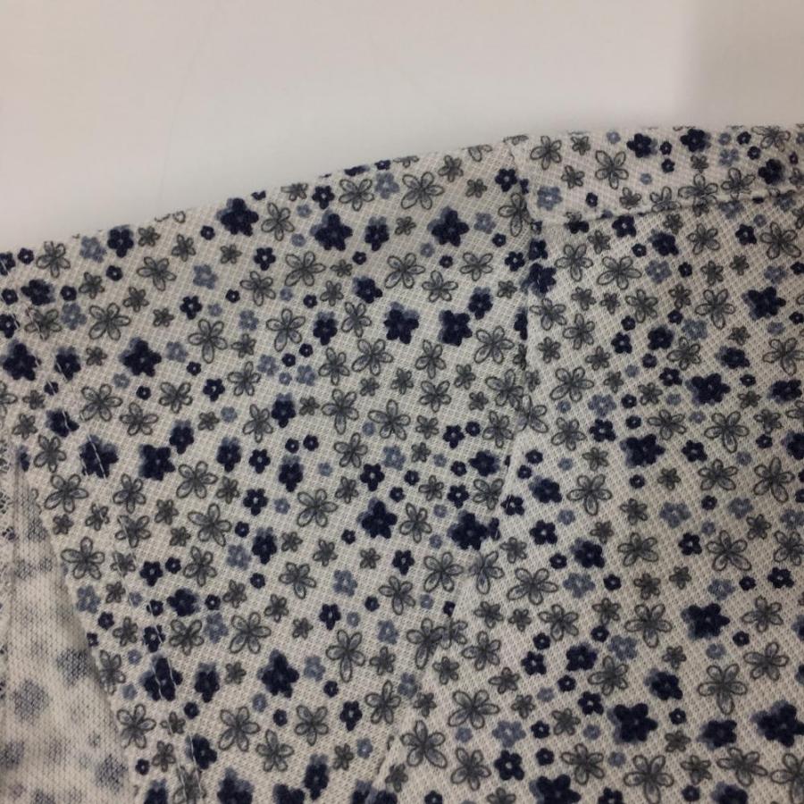 ZOY（ゾーイ） 半袖ポロシャツ 白×ネイビー 小花柄 ロゴ刺しゅう