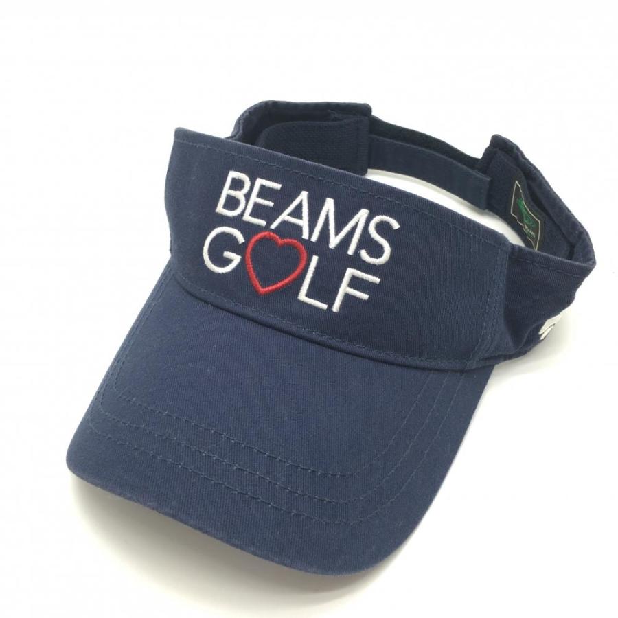BEAMS GOLF（ビームス ゴルフ） サンバイザー ネイビー×白 綿100