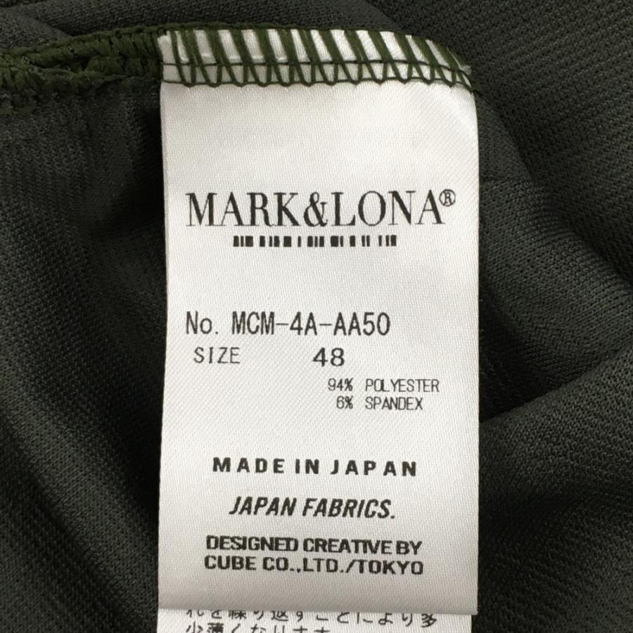 新作【美品】MARK&LONA 半袖シャツ　48(L)カーキ MARK&LONA（マークアンドロナ） 半袖ハイネックシャツ カーキ ロゴ総柄