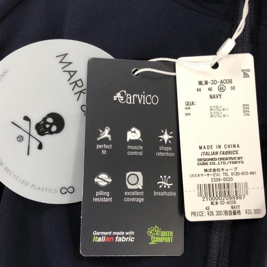 MARK&LONA ハイネック長袖シャツ　48 新品】マークアンドロナ 長袖ハイネックシャツ 黒×白 胸ロゴ