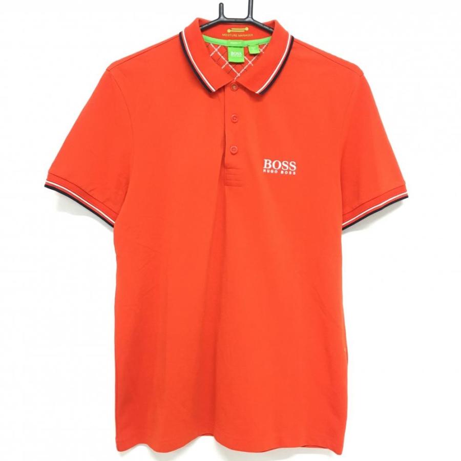 BOSS モダンフィット ゴルフポロシャツ 赤 HUGO BOSS 【美品】ヒューゴボス 半袖ポロシャツ レッド×白 MODERN FIT
