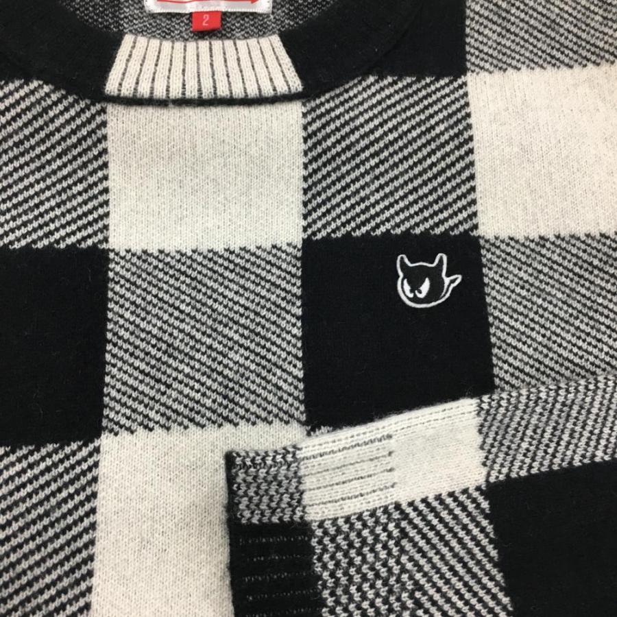 WAAC 【超美品】ワック セーター 白×黒 チェック カシミヤ混 ニット