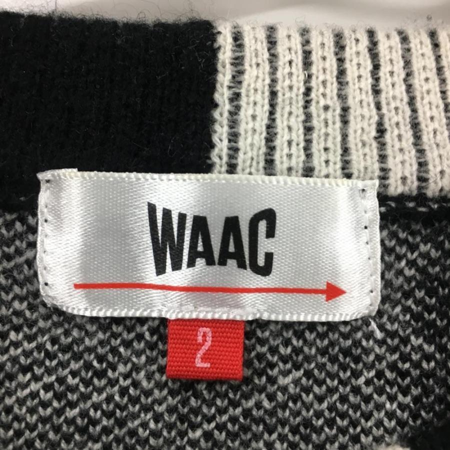 WAAC 【超美品】ワック セーター 白×黒 チェック カシミヤ混 ニット