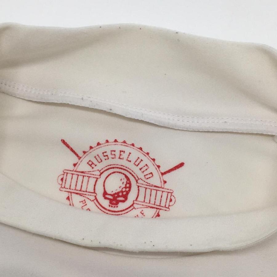 Russeluno（ラッセルノ） ハイネックインナーシャツ 白×レッド 袖ロゴ