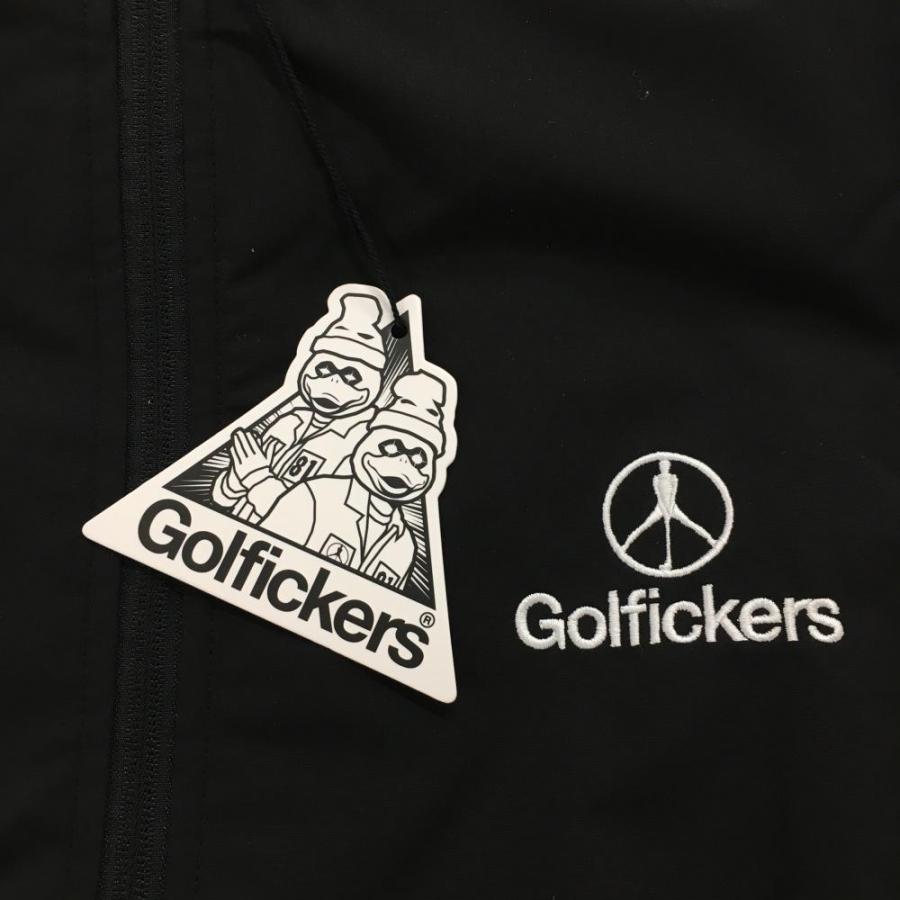 新品】ゴルフィッカーズ 中綿ベスト 黒×白 バックロゴ メンズ L