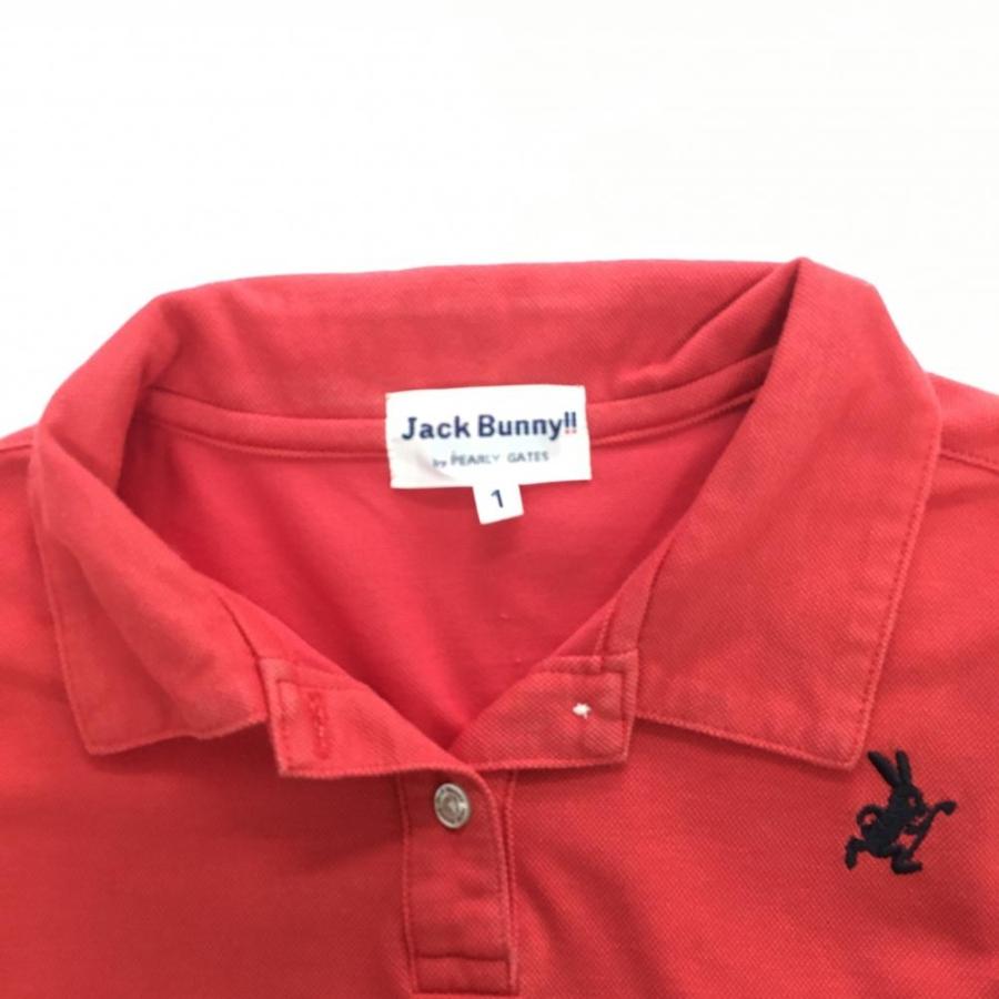 Jack Bunny!!（ジャックバニー） 半袖ポロシャツ レッド×白 コットン混