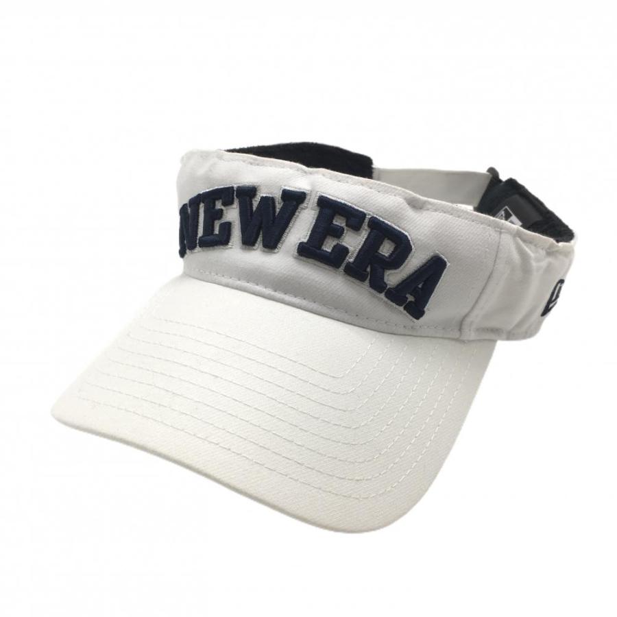 NEW ERA（ニューエラ） サンバイザー 白×ネイビー 立体ロゴ刺しゅう