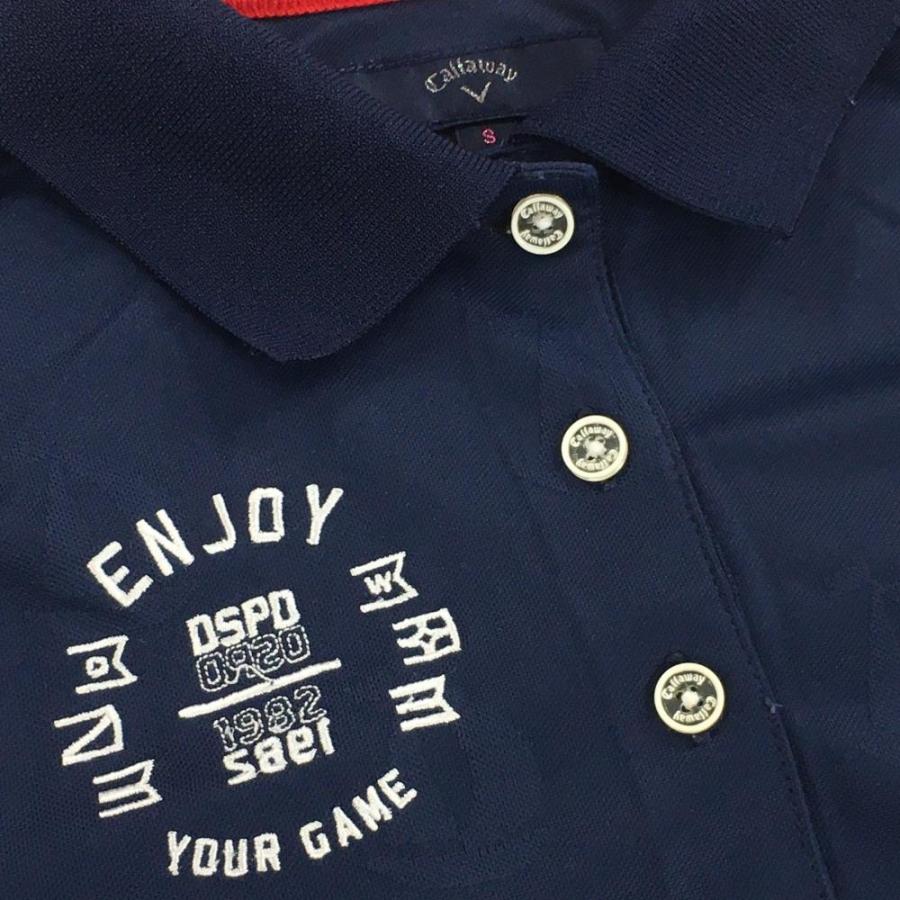 Callaway（キャロウェイ） 半袖ポロシャツ ネイビー ヨット柄 胸元ロゴ