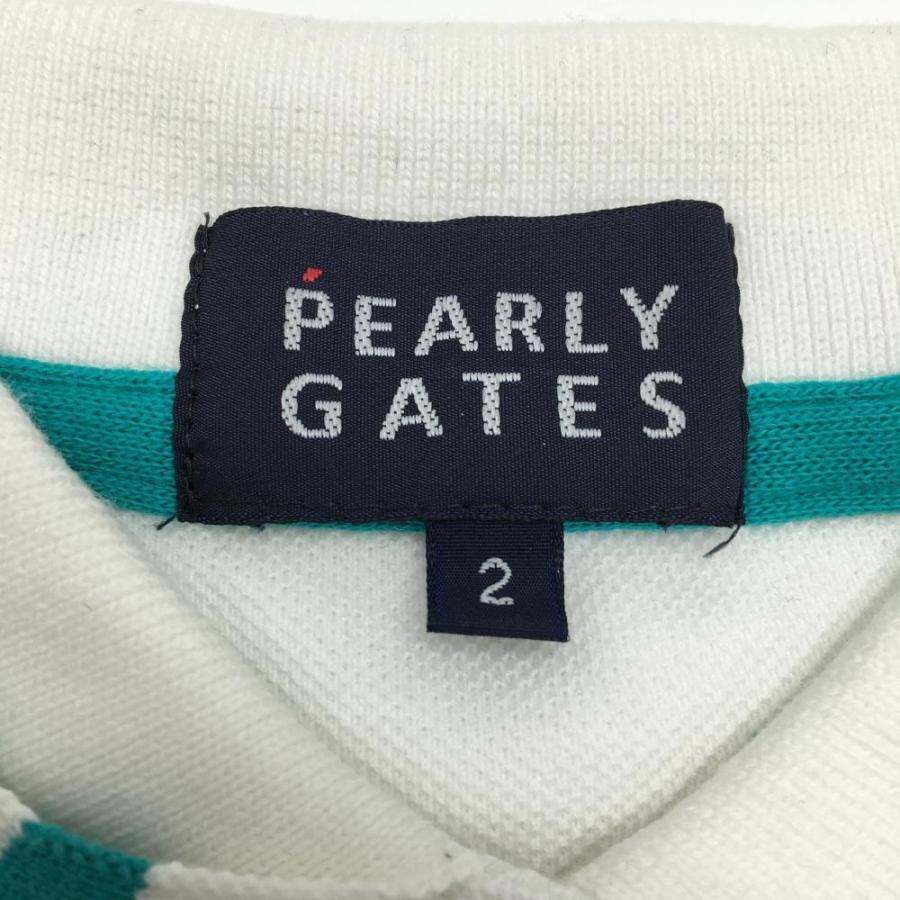 PEARLY GATES（パーリーゲイツ） 半袖ポロシャツ 白×グリーン 襟ライン