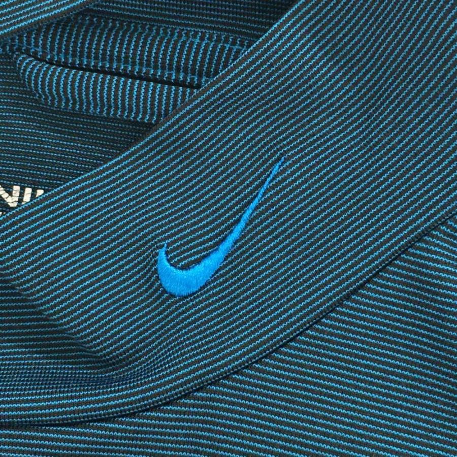 NIKE GOLF ハイネック　ストレッチ素材　長袖　シャツ　洗える NIKE（ナイキ） ナイキゴルフ 長袖ハイネックシャツ ブルー×黒 細