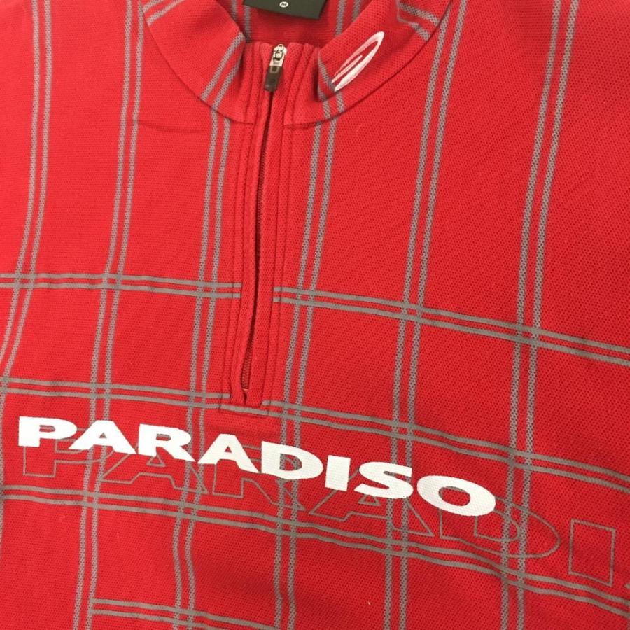 PARADISO パラディーゾ 長袖ハイネックシャツ レッド×グレー 格子柄
