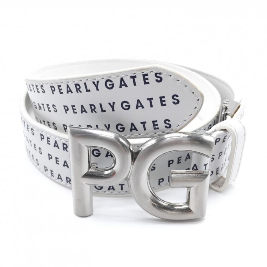 PEARLY GATES パーリーゲイツ ベルト 白×ネイビー ロゴバックル PEARLY GATES パーリーゲイツ ベルト 白×ネイビー ロゴバックル