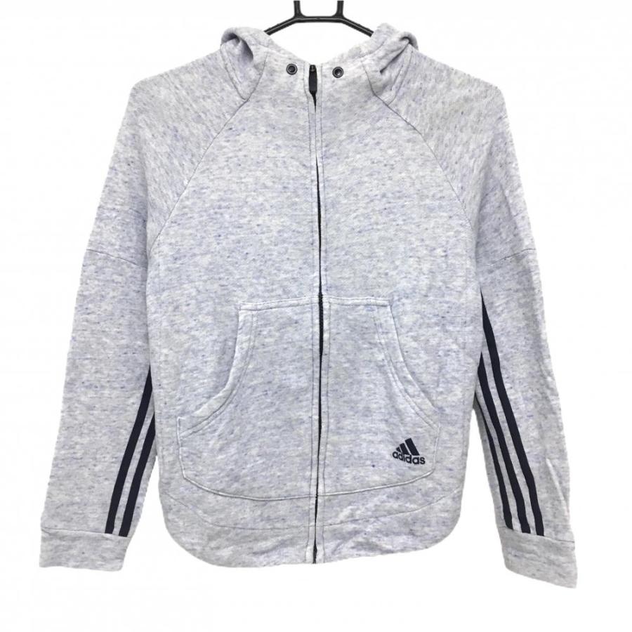 adidas（アディダス） ジップパーカー 杢ライトブルー×ネイビー 袖下3