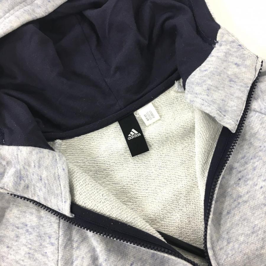 adidas（アディダス） ジップパーカー 杢ライトブルー×ネイビー 袖下3