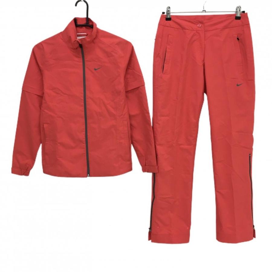 【美品‼️】Nike Golf ナイキ　ゴルフ　レインジャケット 2Way M NIKE ナイキ レインウェア(2WAYジャケット×パンツ) オレンジレッド