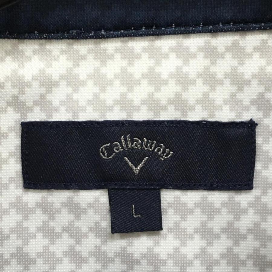 Callaway（キャロウェイ） 長袖ポロシャツ 白×ライトグレー 千鳥格子