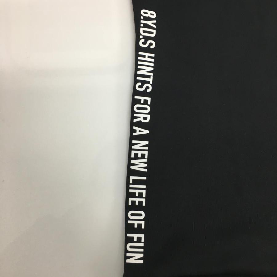 超美品】ハチヤーズ 半袖ハイネックシャツ 黒×シルバー ネックロゴ