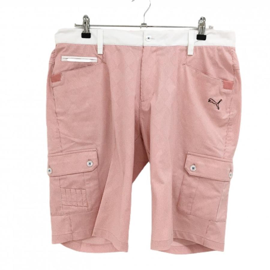 PUMA 【美品】プーマ ハーフパンツ ピンク×白 細ストライプ