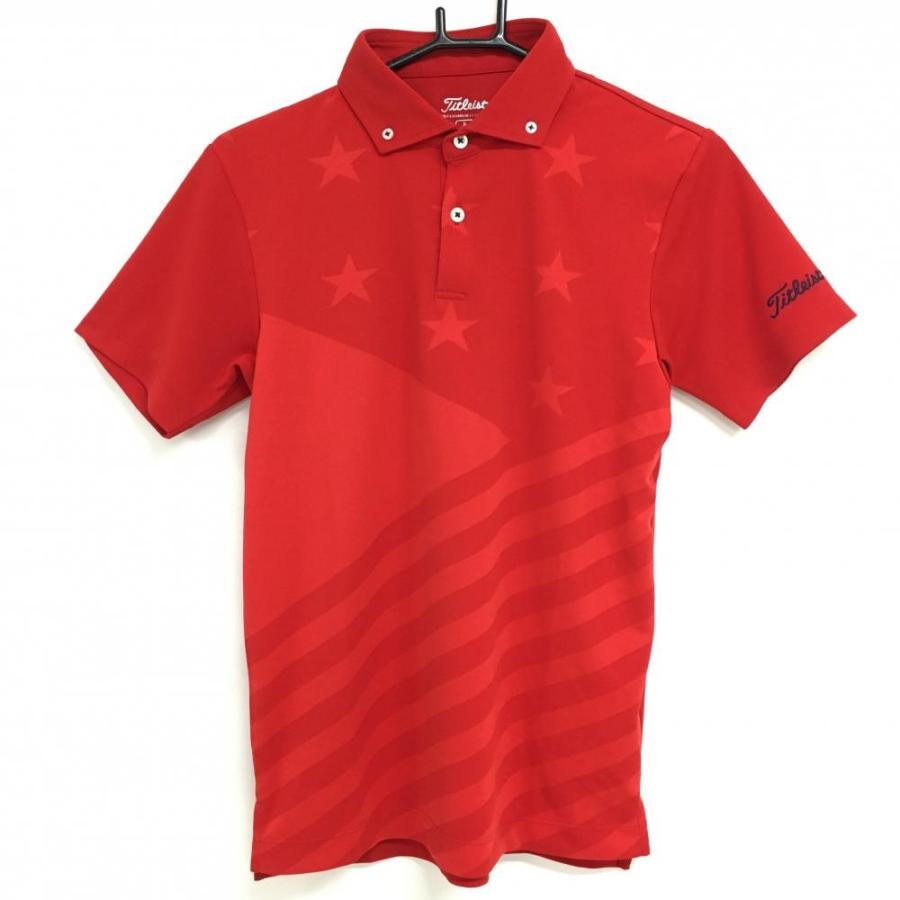 Titleist（タイトリスト） 半袖ポロシャツ レッド 星地模様 ボタン