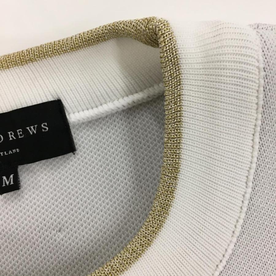 St ANDREWS セントアンドリュース セーター 白×グレー ネックゴールド