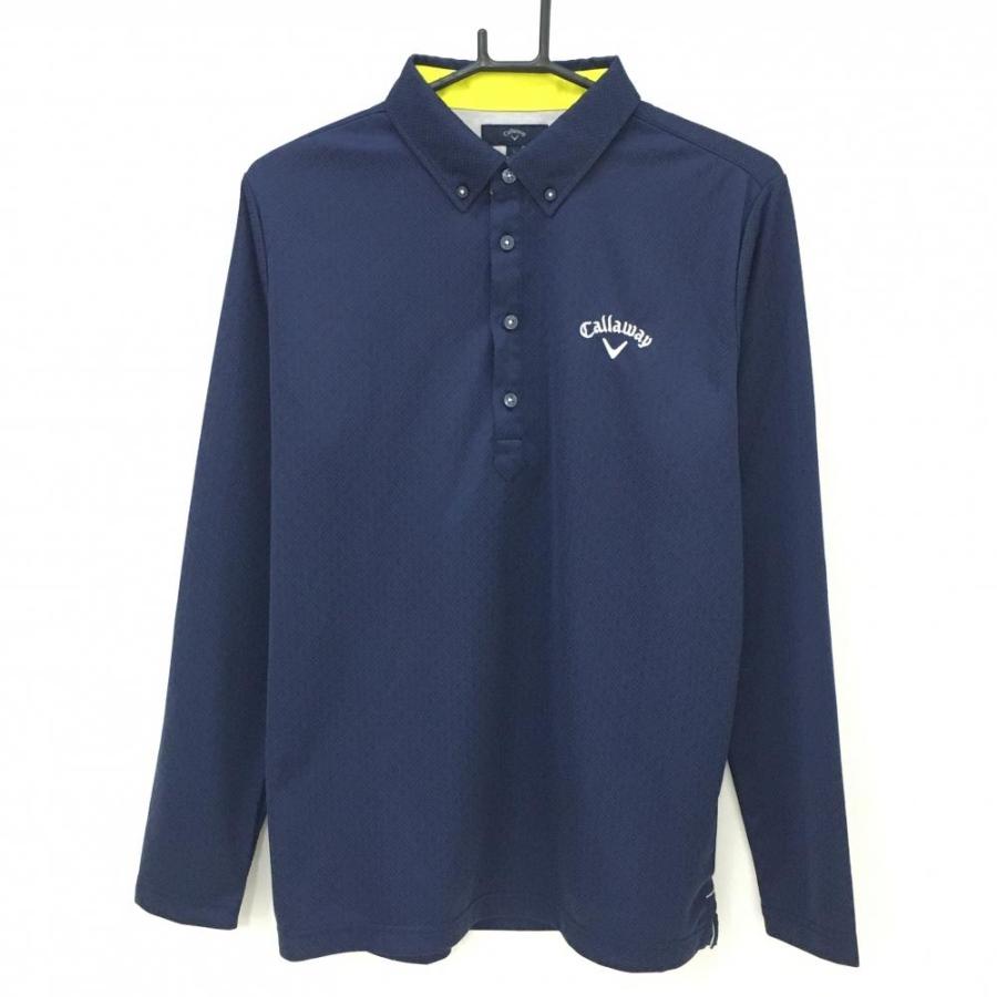 Callaway 【超美品】キャロウェイ 長袖ポロシャツ ネイビー 総柄 Callaway 【超美品】キャロウェイ 長袖ポロシャツ ネイビー 総柄