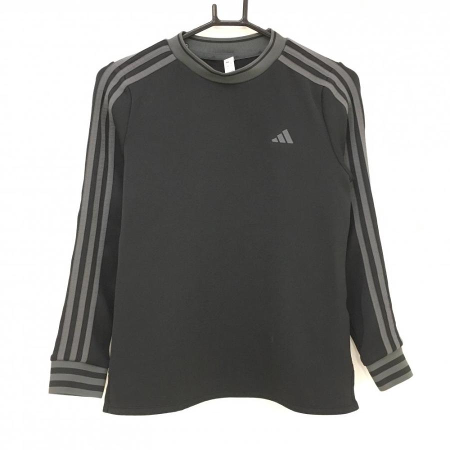 adidas（アディダス） 長袖ハイネックシャツ 黒×グレー 3ライン
