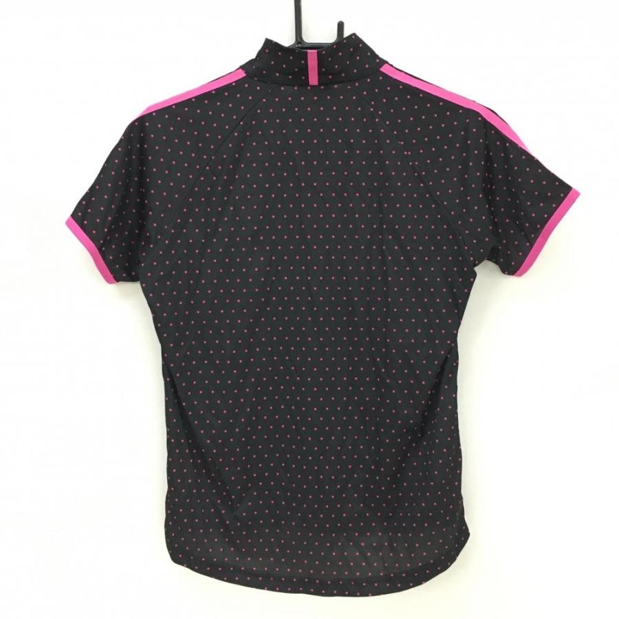 adidas（アディダス） 半袖ハイネックシャツ 黒×ピンク スクエアドット