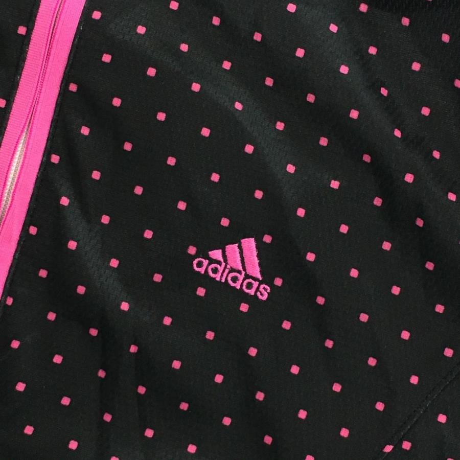 adidas（アディダス） 半袖ハイネックシャツ 黒×ピンク スクエアドット