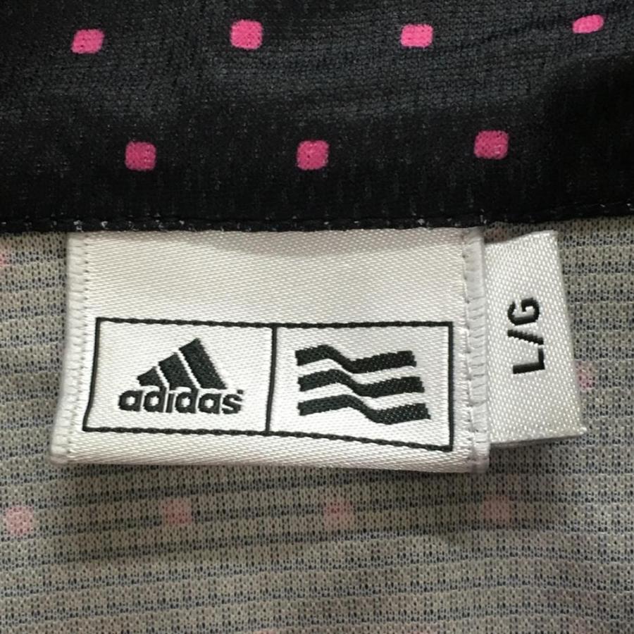 adidas（アディダス） 半袖ハイネックシャツ 黒×ピンク スクエアドット