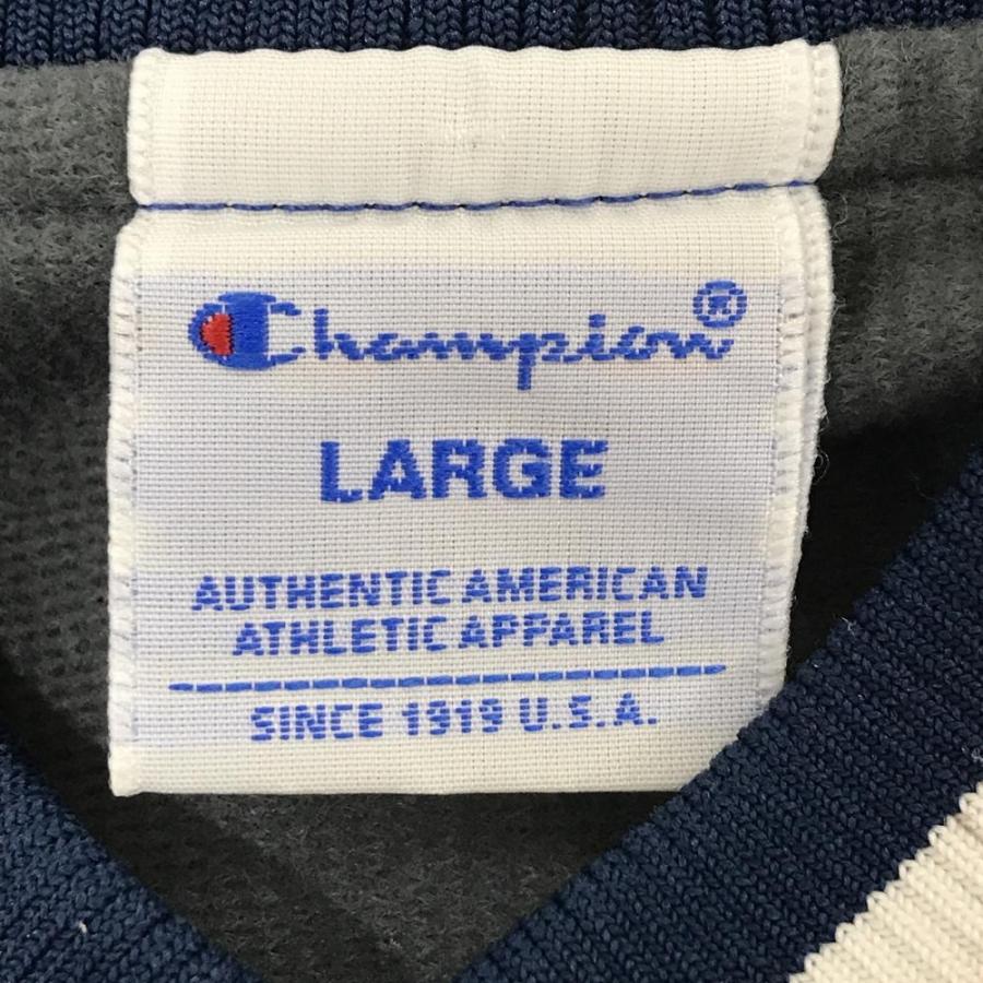 Champion（チャンピオン） ナイロンスニード ブルー×白 裏微起毛 V