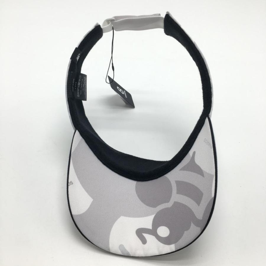 新品】ハチヤーズ サンバイザー 白×グレー 総柄 ラバーロゴ F ゴルフ