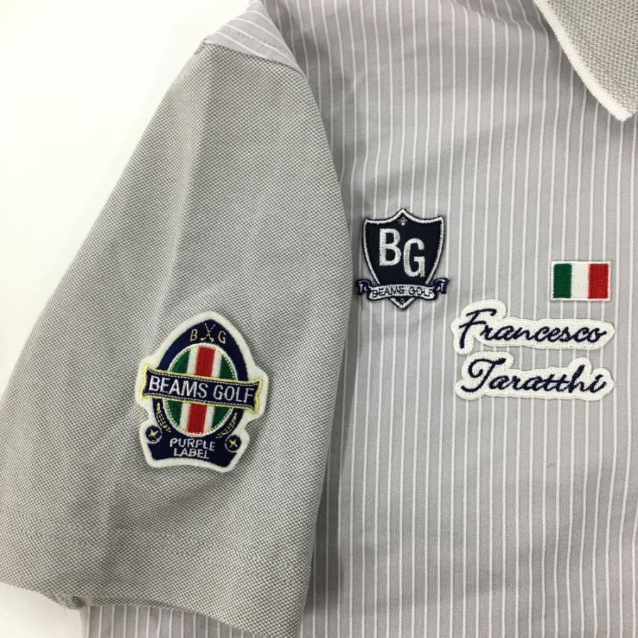 BEAMS GOLF（ビームス ゴルフ） 半袖ポロシャツ ライトグレー×白 前身 