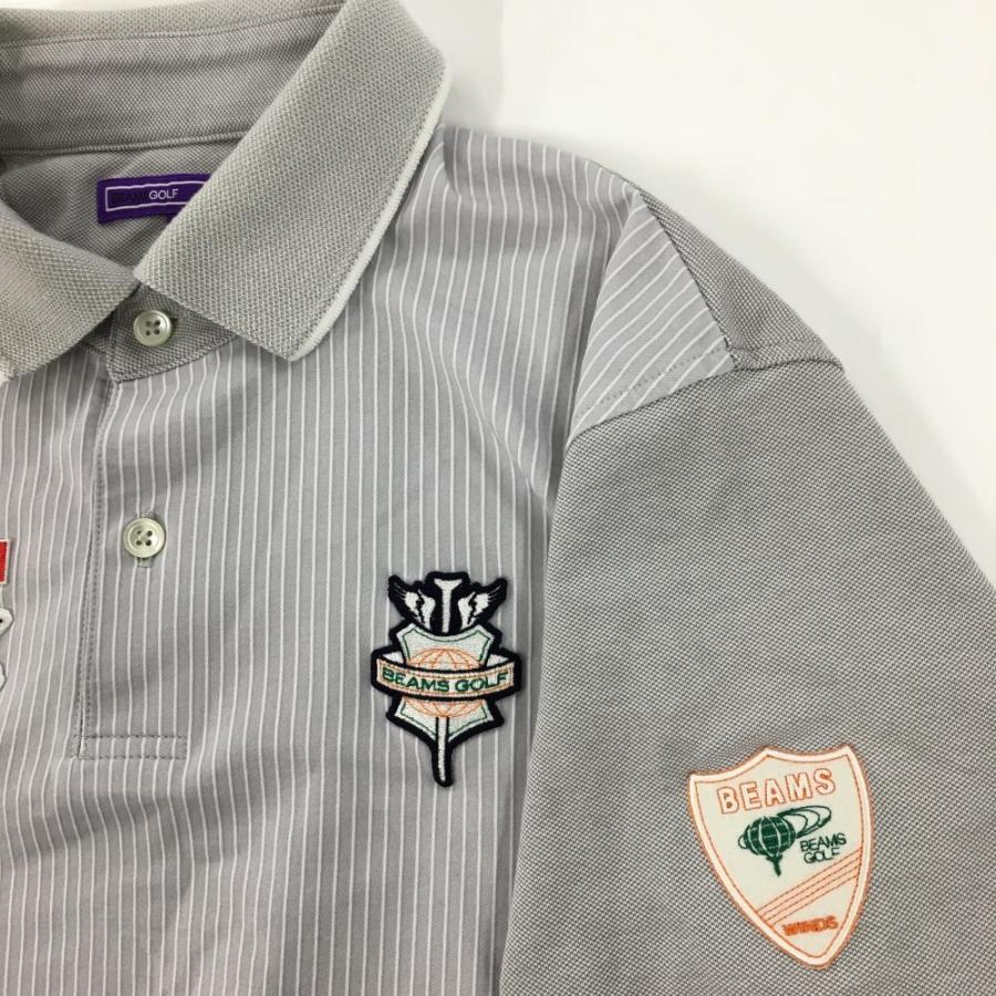BEAMS GOLF（ビームス ゴルフ） 半袖ポロシャツ ライトグレー×白 前身 