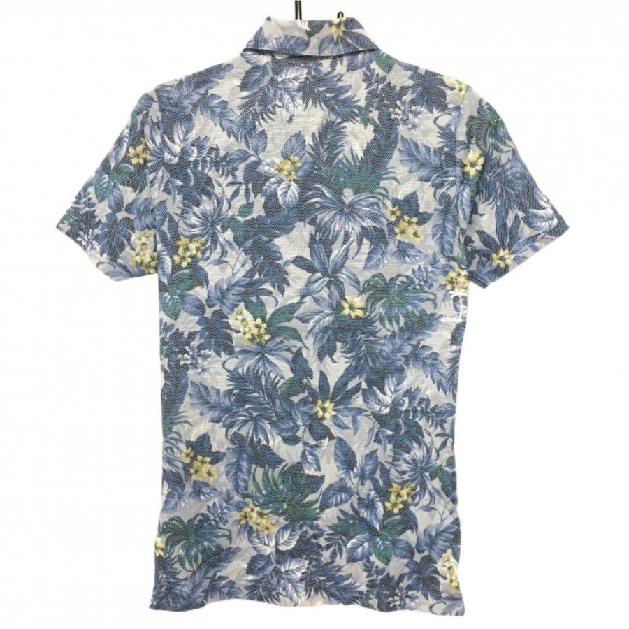 Admiral ネイビー 花柄 ポロシャツ ゴルフ アドミラル 半袖ポロシャツ ネイビー 花柄織生地 ビッグロゴ